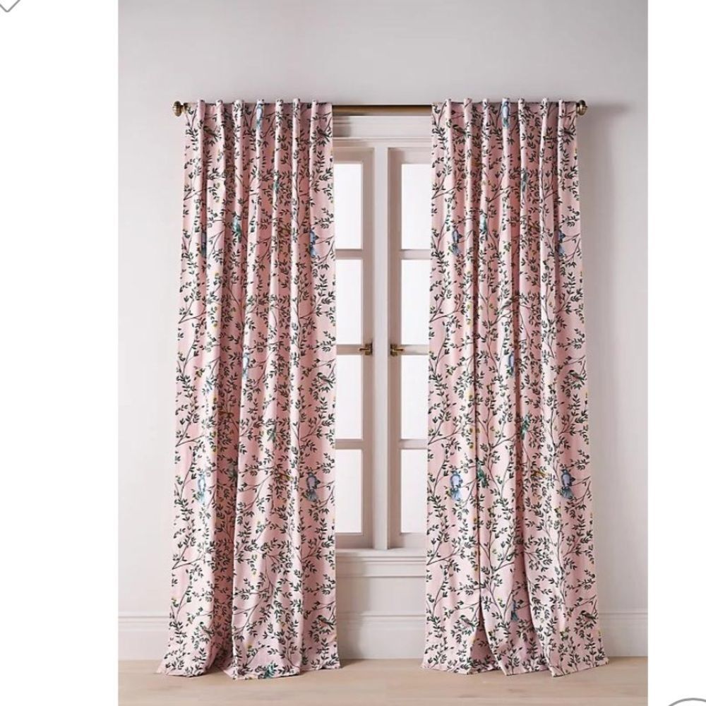 NEW Anthropologie Priyanka Organic Cotton Printed Bird Curtin One panel - Picture 4 of 9
